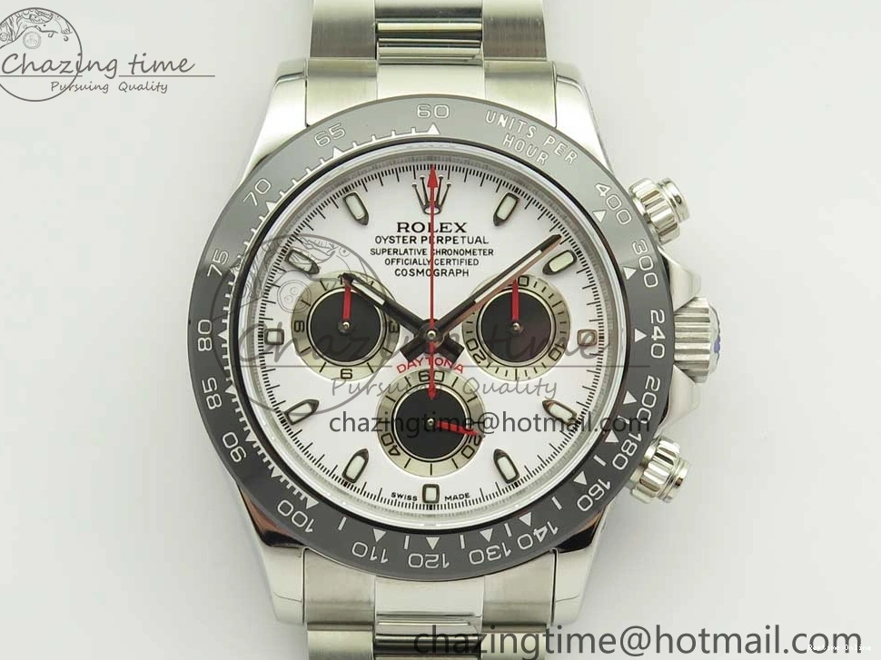 0107 Daytona 116500 JHF Best Edition Ceramic Bezel White Dial Black Red on SS Bracelet A Elegant 3266
